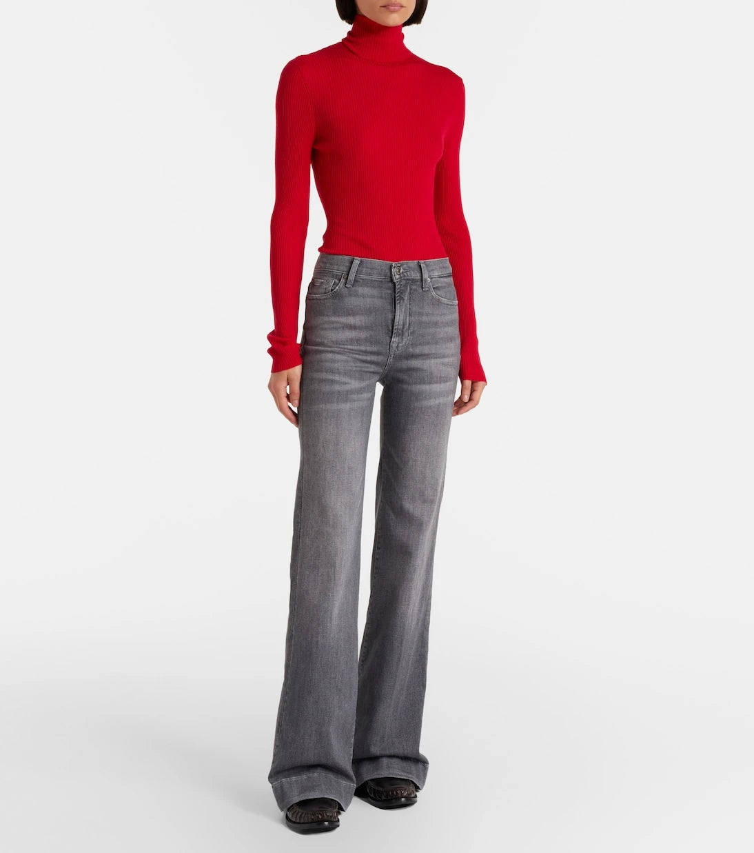 7 For All Mankind - بنطلون جينز مودرن دوجو واسع بخصر عالٍ