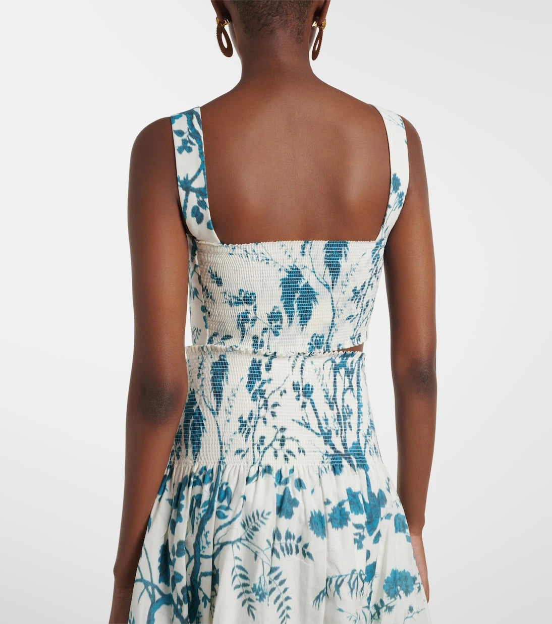 Erdem - Floral cotton and linen crop top