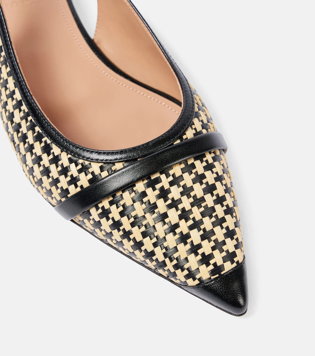 Malone Souliers - Jama leather-trimmed raffia ballet flats