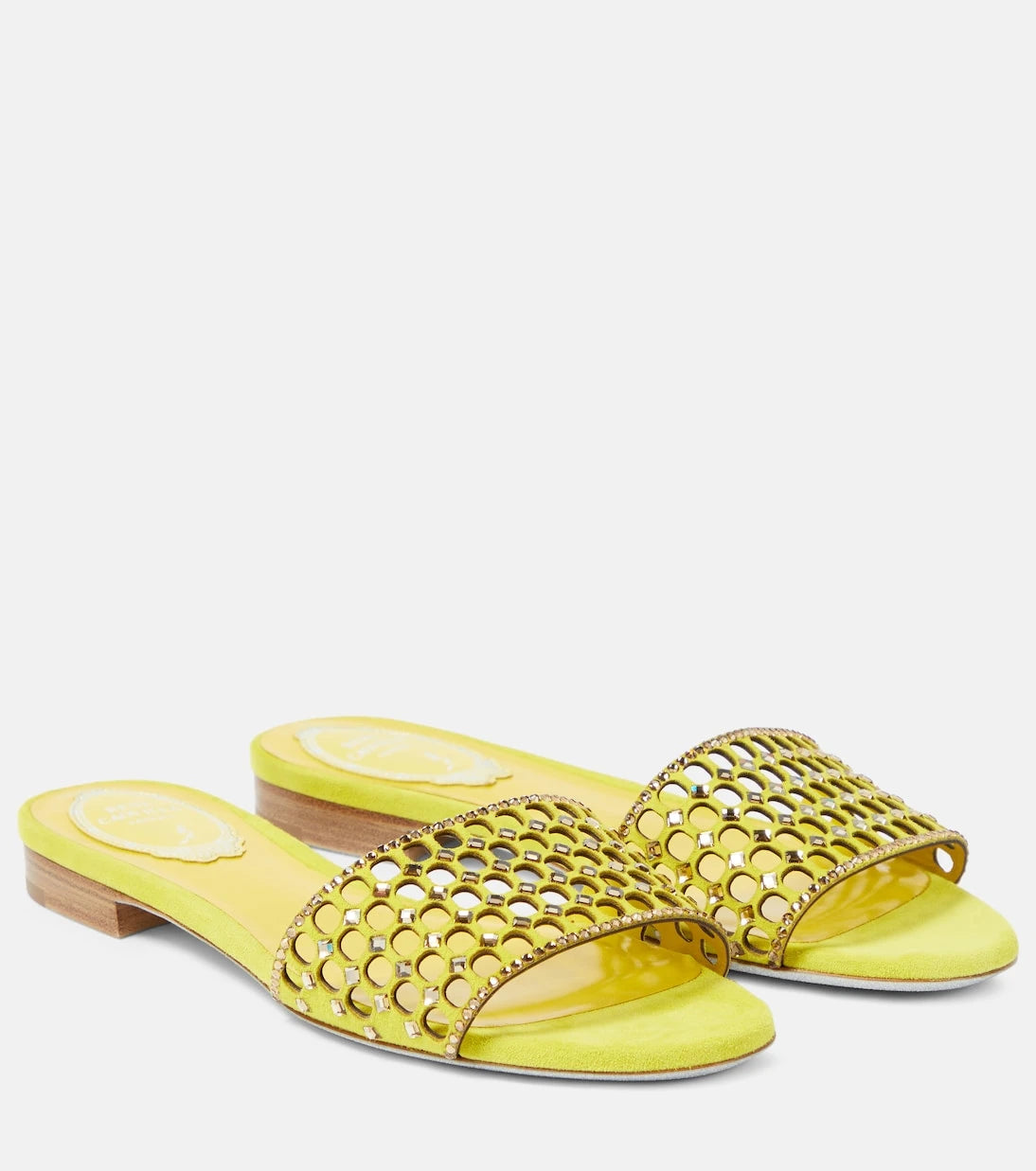 Rene Caovilla - Crystal-embellished suede slides