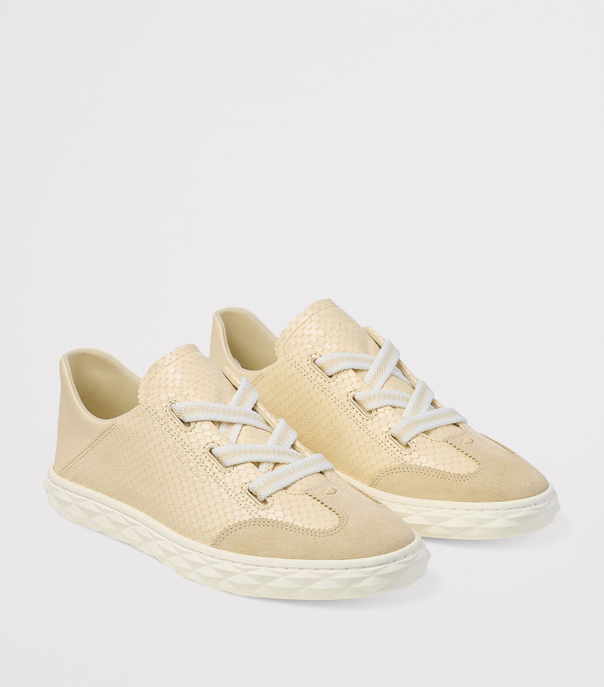 Jimmy Choo Beige Diamond Light Flex Leather Sneakers