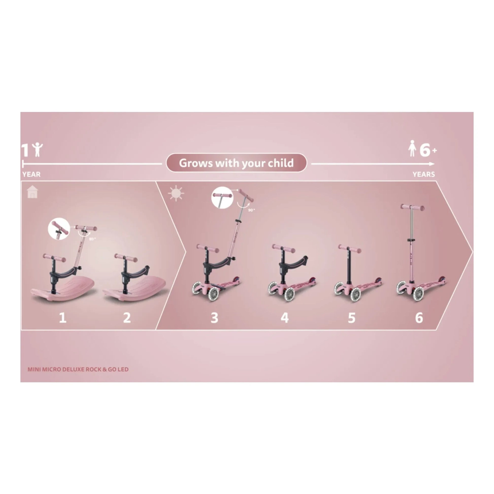 Micro - Rock&amp;Go LED scooter | Dusty Pink