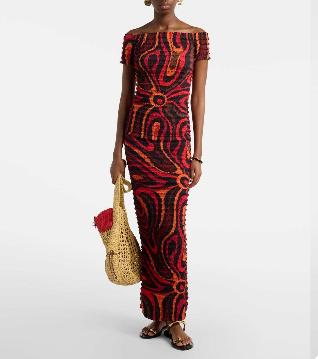 Pucci - Marmo off-shoulder smocked crop top