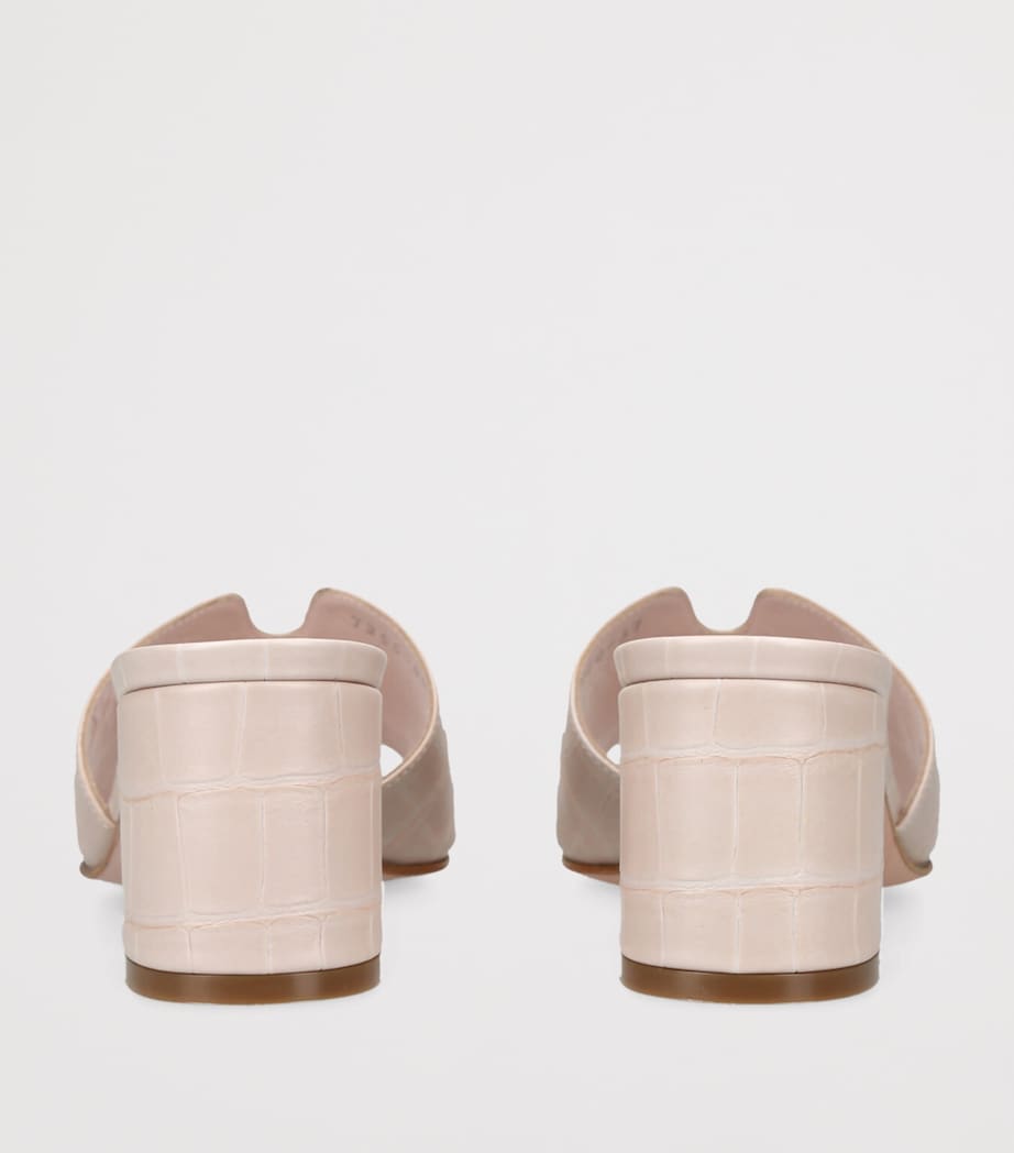 Beige Leather Croc-Embossed Arles Mules 50