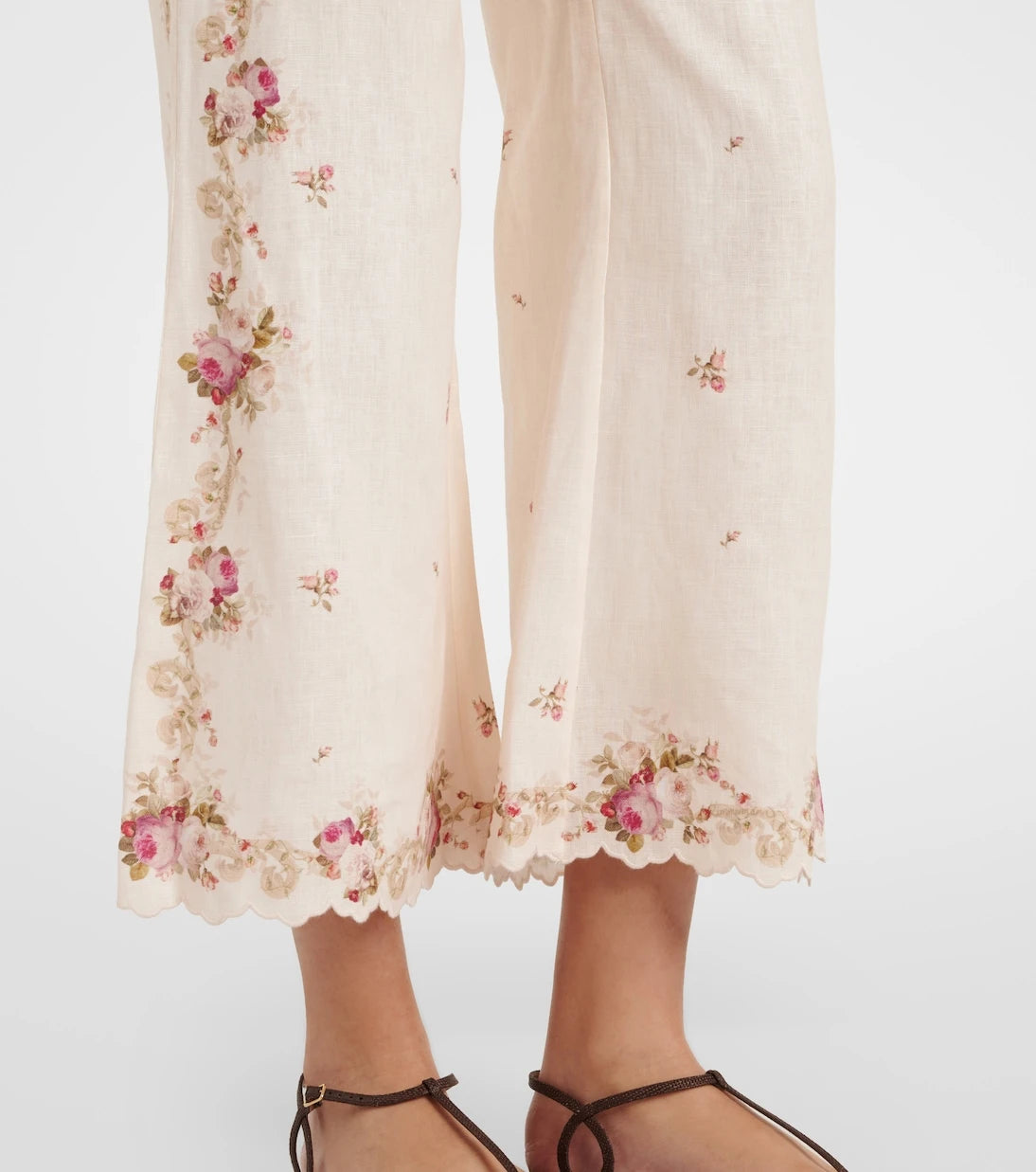 Zimmermann - بنطال Patience floral linen flares