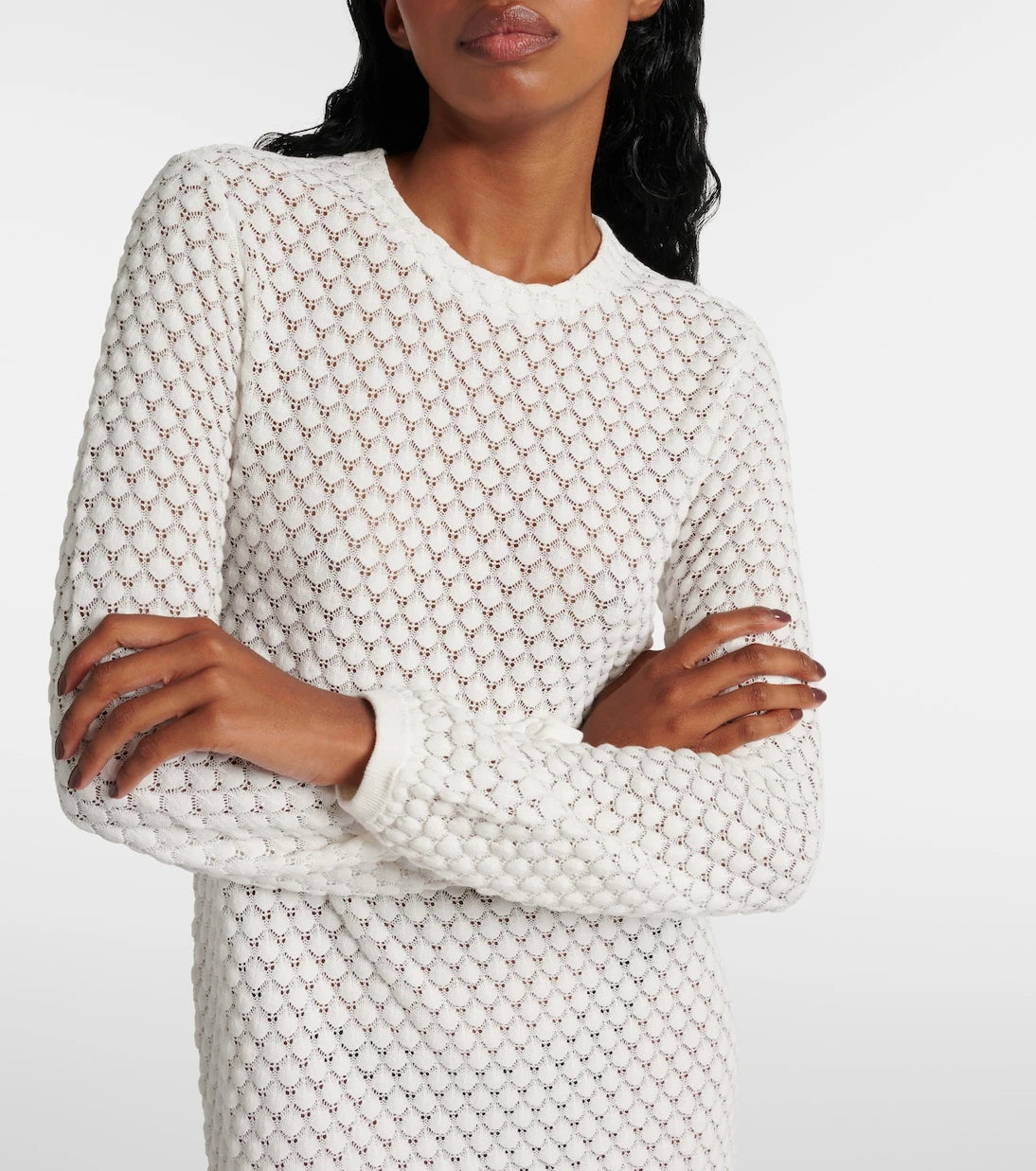 Chloé - Waffle-knit cotton sweater dress