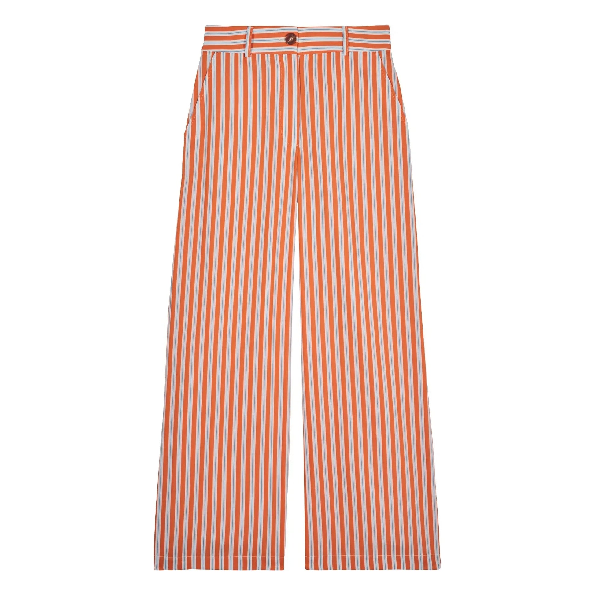 Maria de la Orden - Romeo Cotton Stripe Pants | Orange