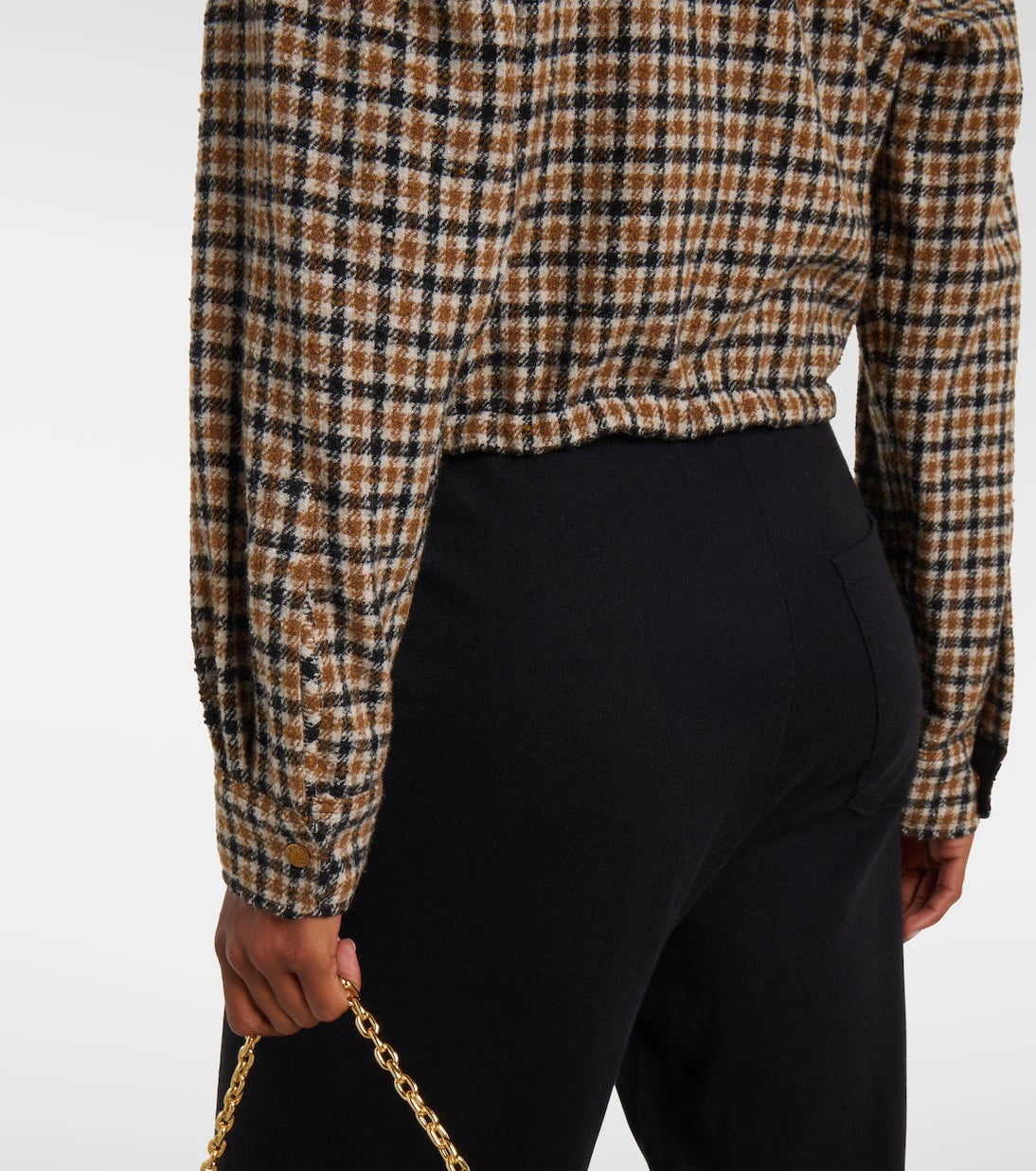 Moncler - Checked cropped wool-blend jacket