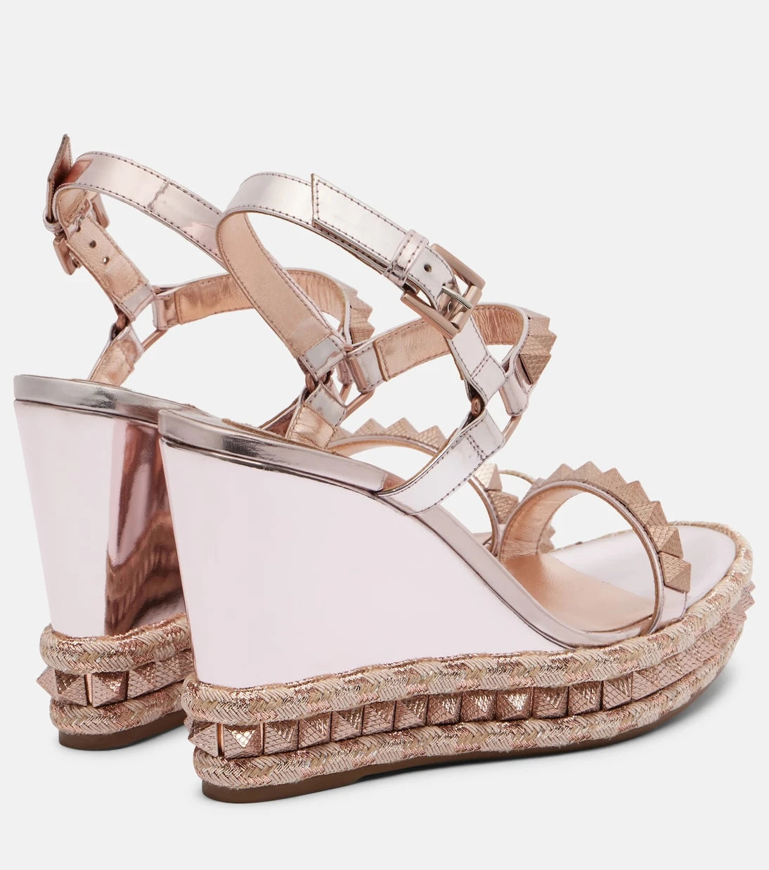 Christian Louboutin - Pyra Clou 100 leather espadrille wedges