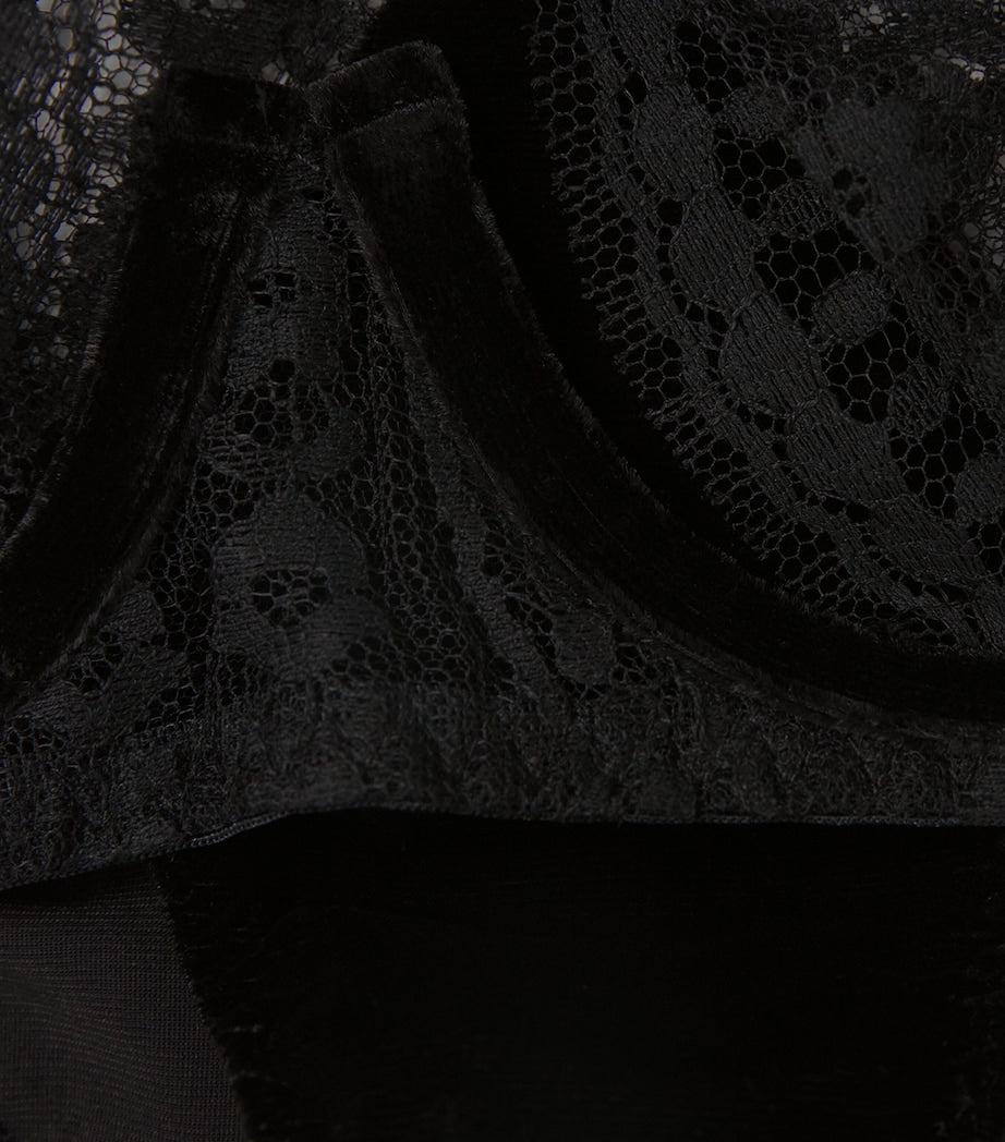 Coco De Mer Black Velvet-Lace Kiana Halterneck Plunge Bra