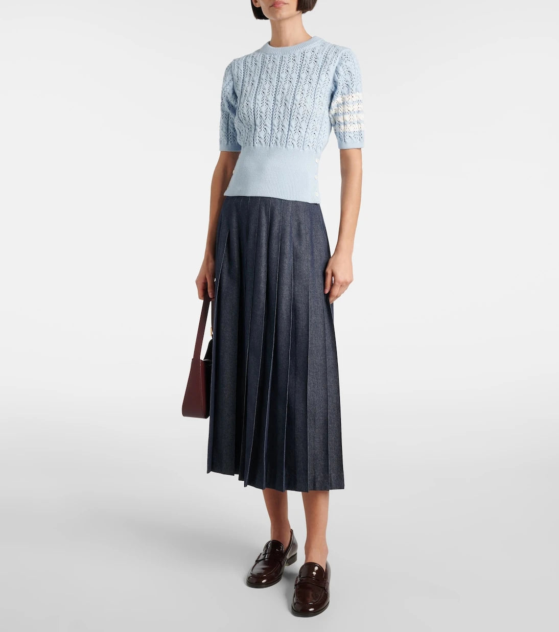 Thom Browne - توب قطني بتصميم 4-بار منقوش