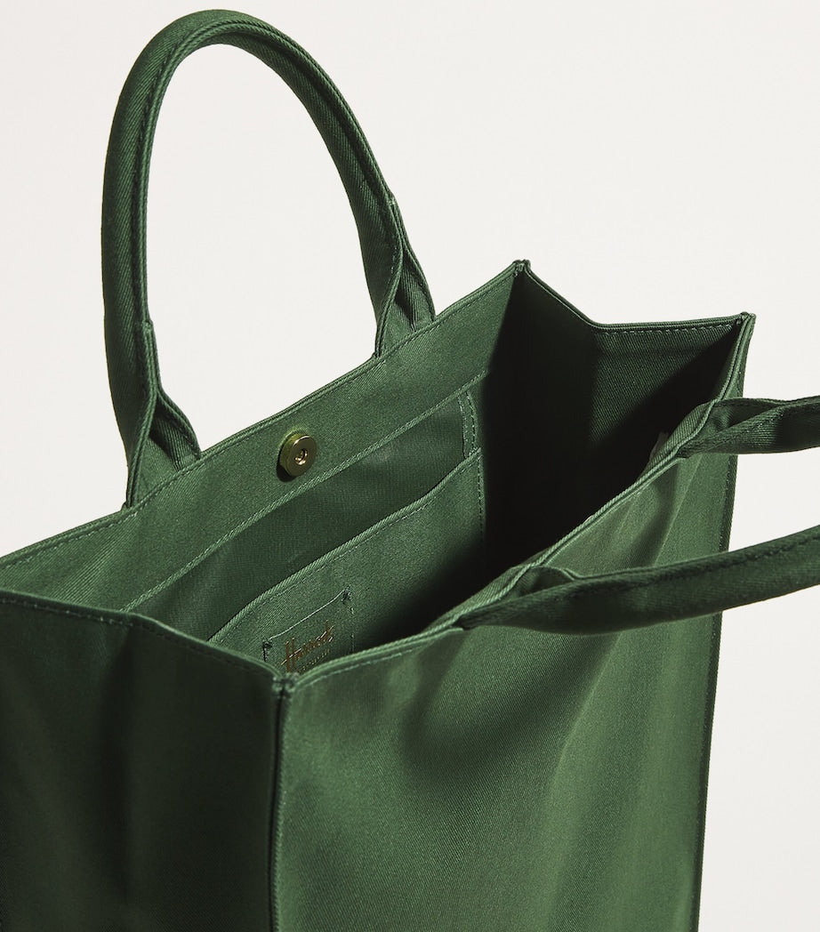 Green Medium Cotton Logo Tote Bag