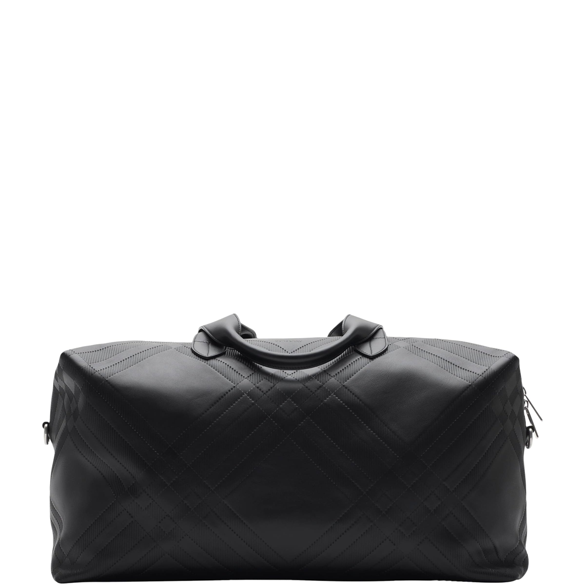 Leather Check-Embossed Duffle Bag