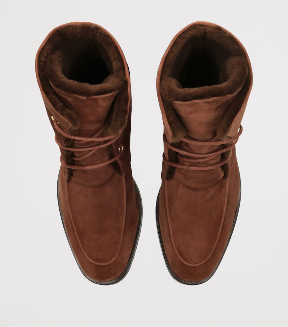 Bougeotte Brown Suede Shearling-Lined Boots