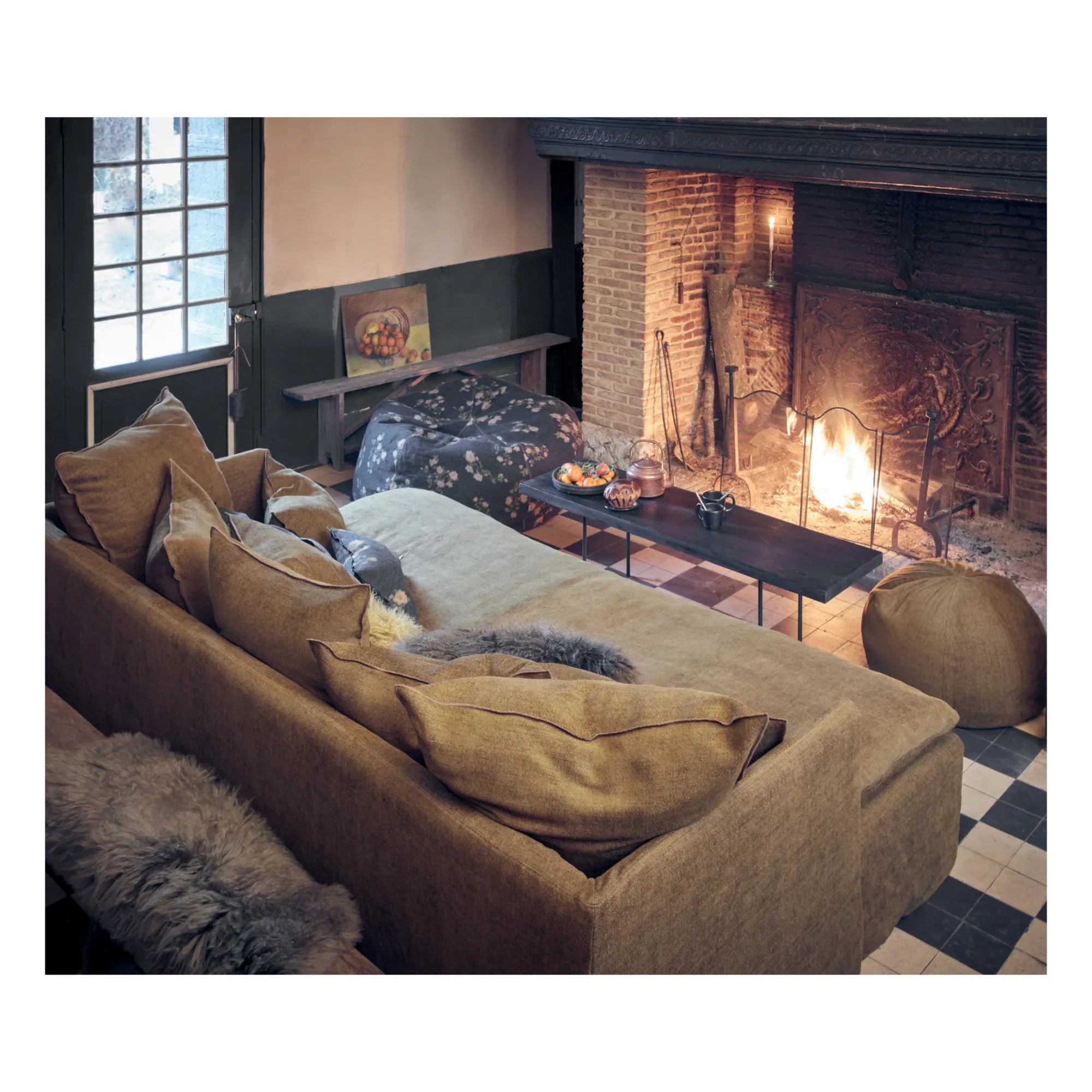 Maison de Vacances - Along Rectangular Burnt Wood Coffee Table  | Black