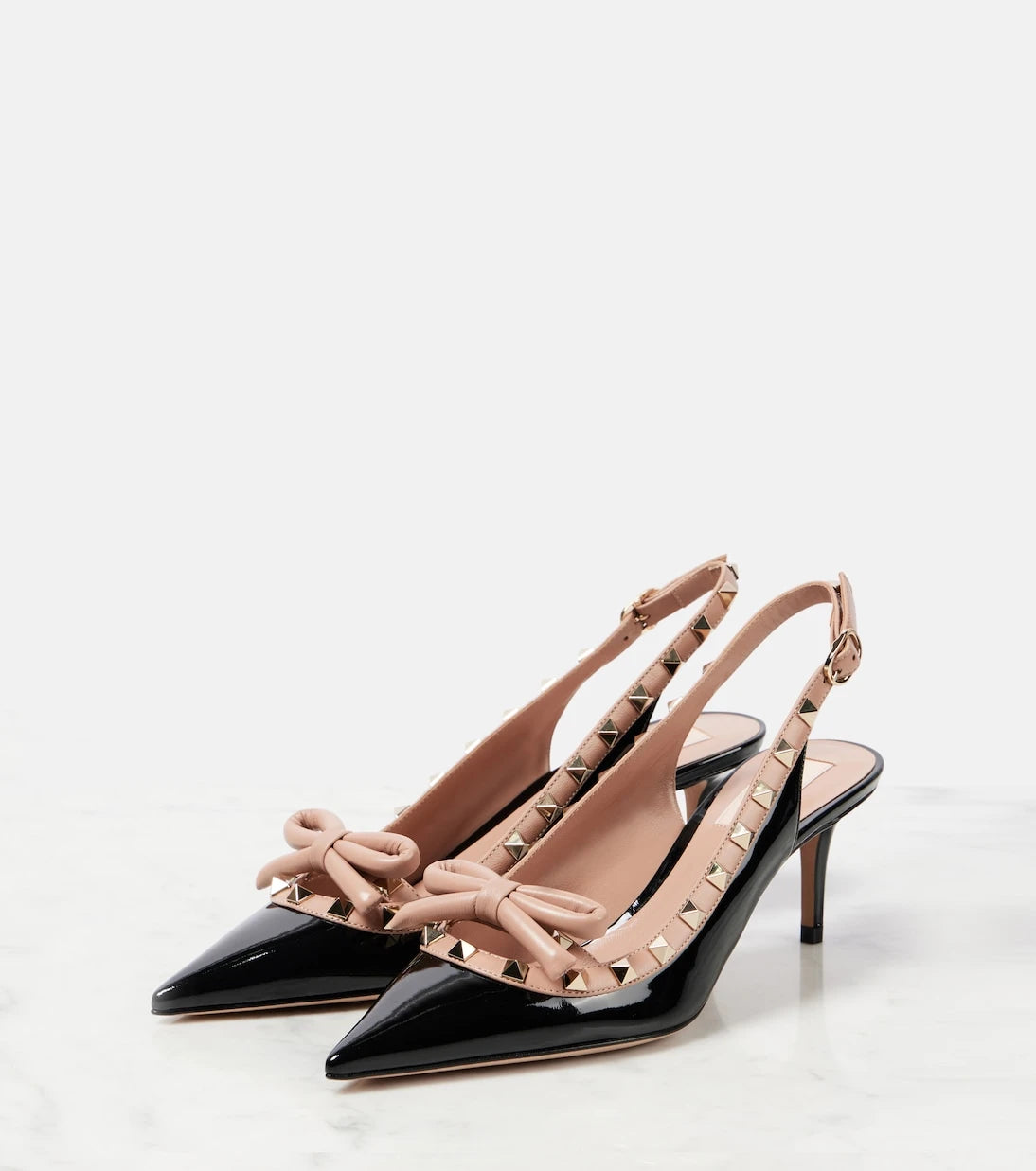 Valentino Garavani - Rockstud 60 patent leather slingback pumps