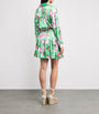 L'Agence Green Satin Floral Virlen Mini Dress