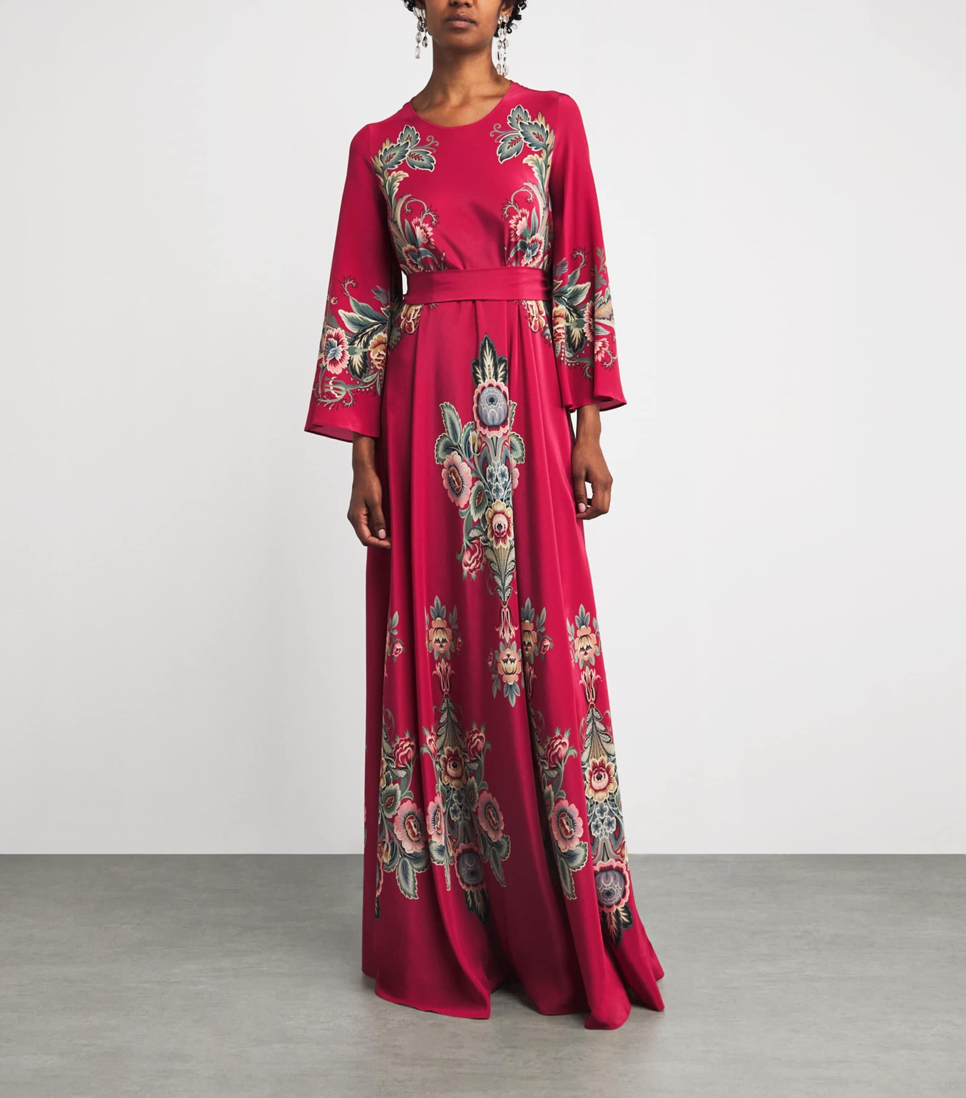 Etro Pink Silk Floral Print Gown