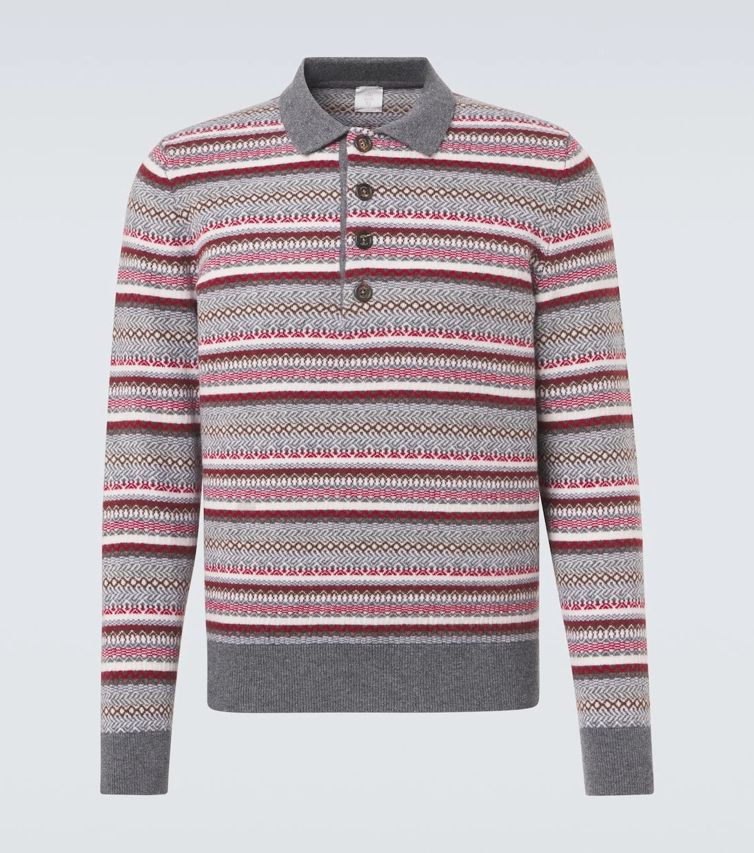 Eleventy - Striped wool jacquard polo sweater