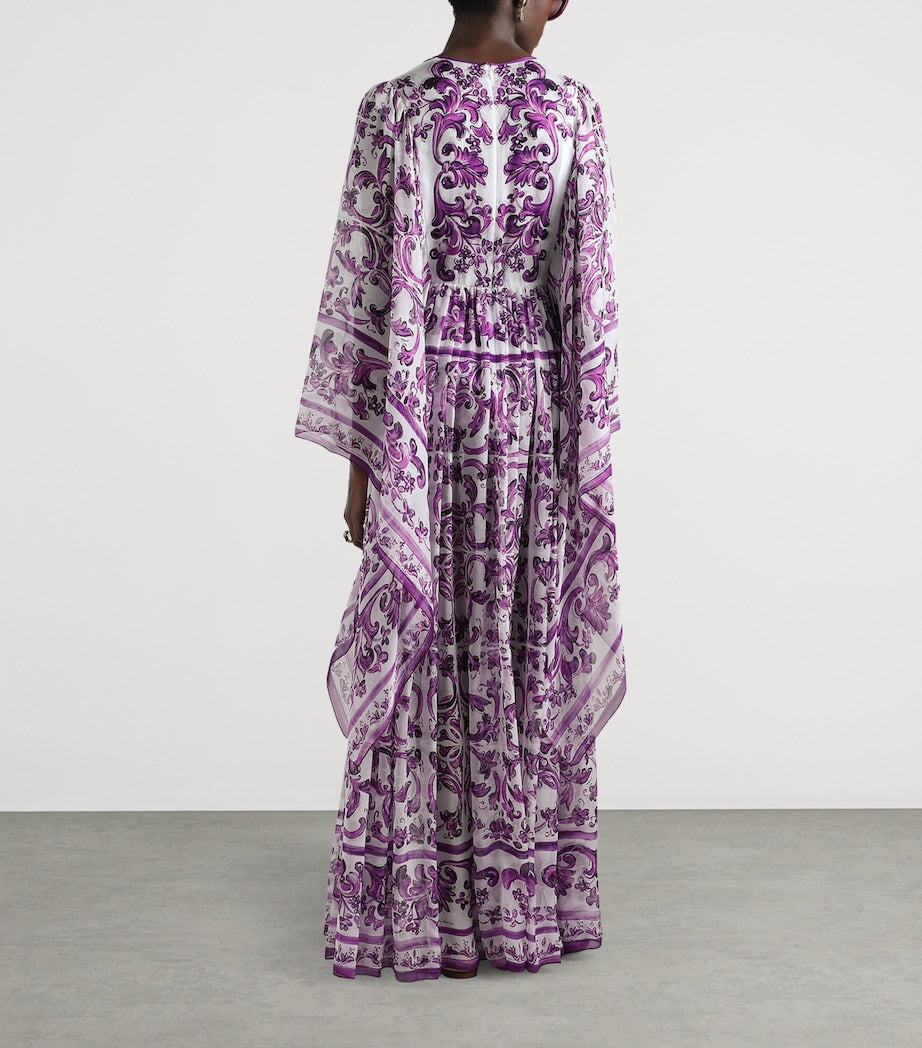 Dolce & Gabbana Multi Silk Majolica Print Kaftan Dress