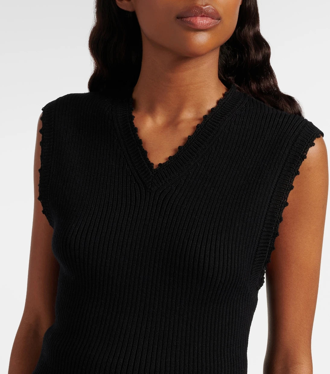 Ganni - Crochet-trimmed ribbed cotton-blend top