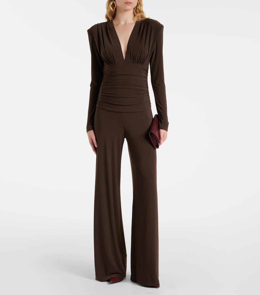 Norma Kamali - Ruched jersey jumpsuit
