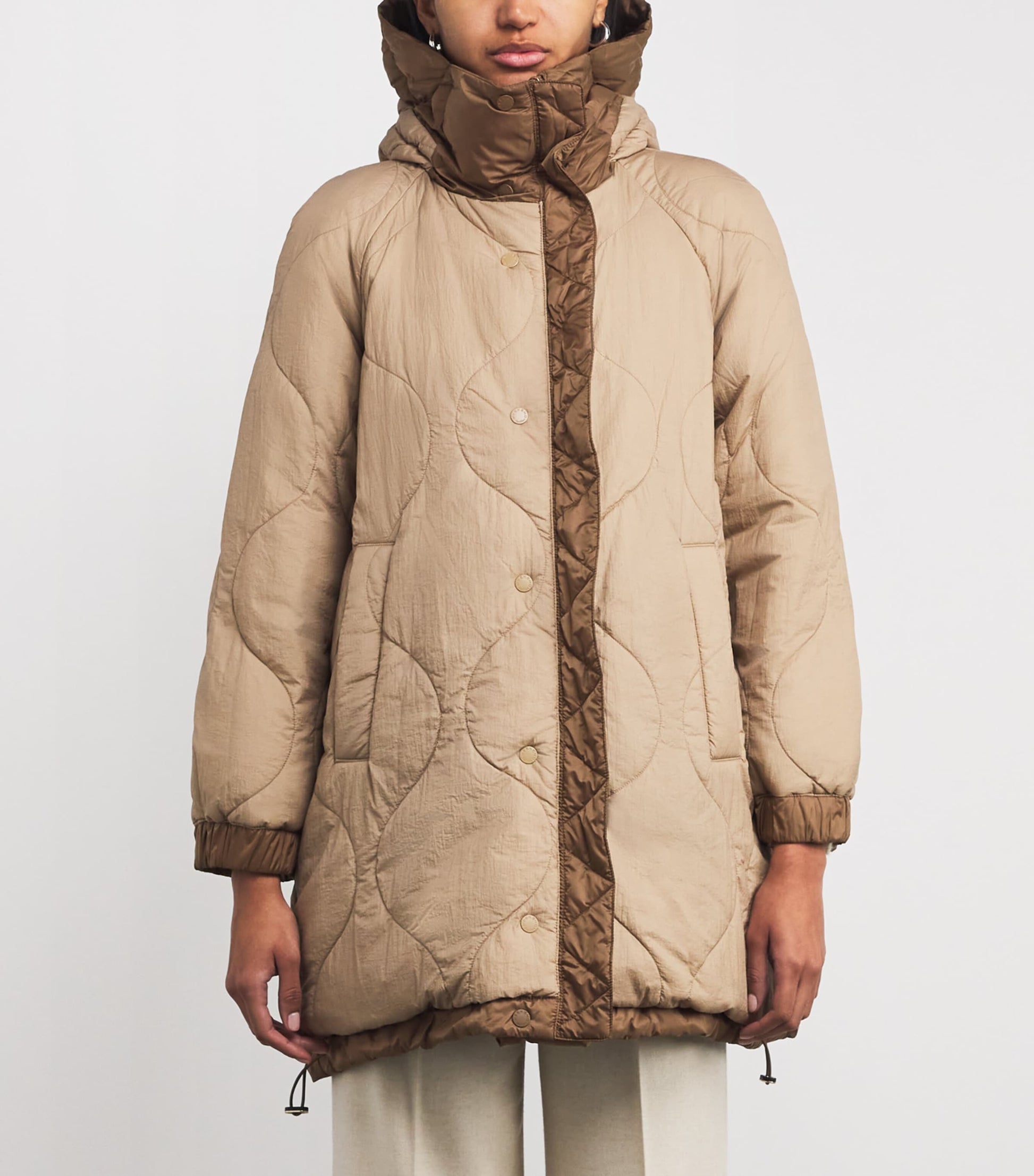 Weekend Max Mara Beige Down Water-Repellent Reversible Coat