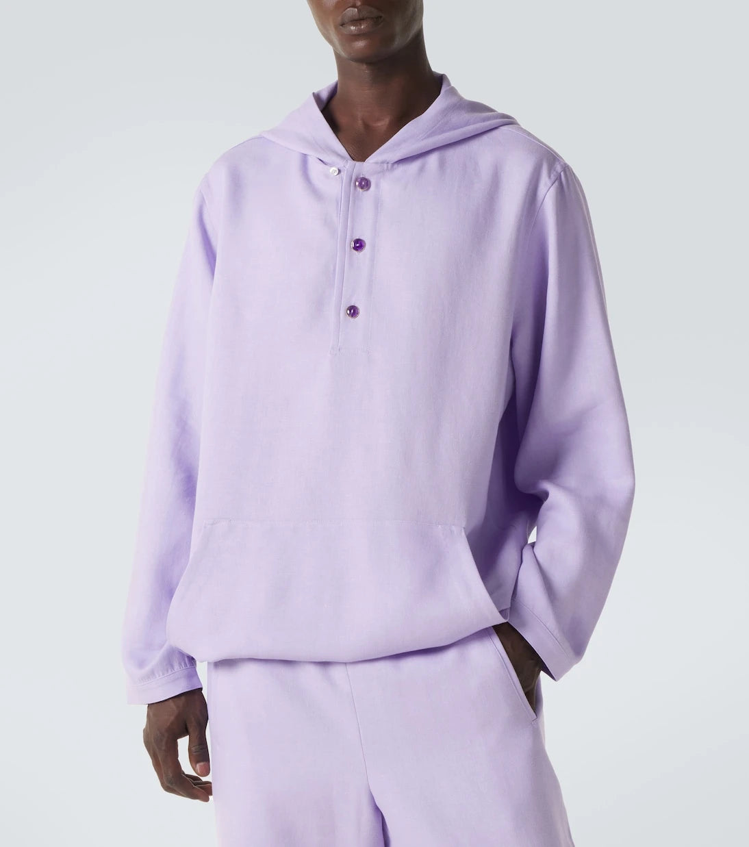 God's True Cashmere - Hooded linen jacket with amethyst