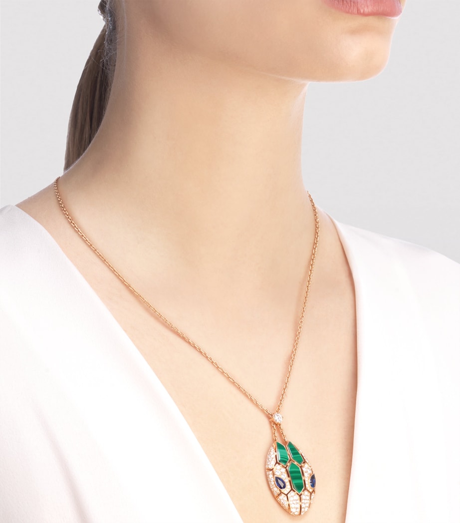 Bvlgari Rose Gold And Precious Stone Serpenti Necklace