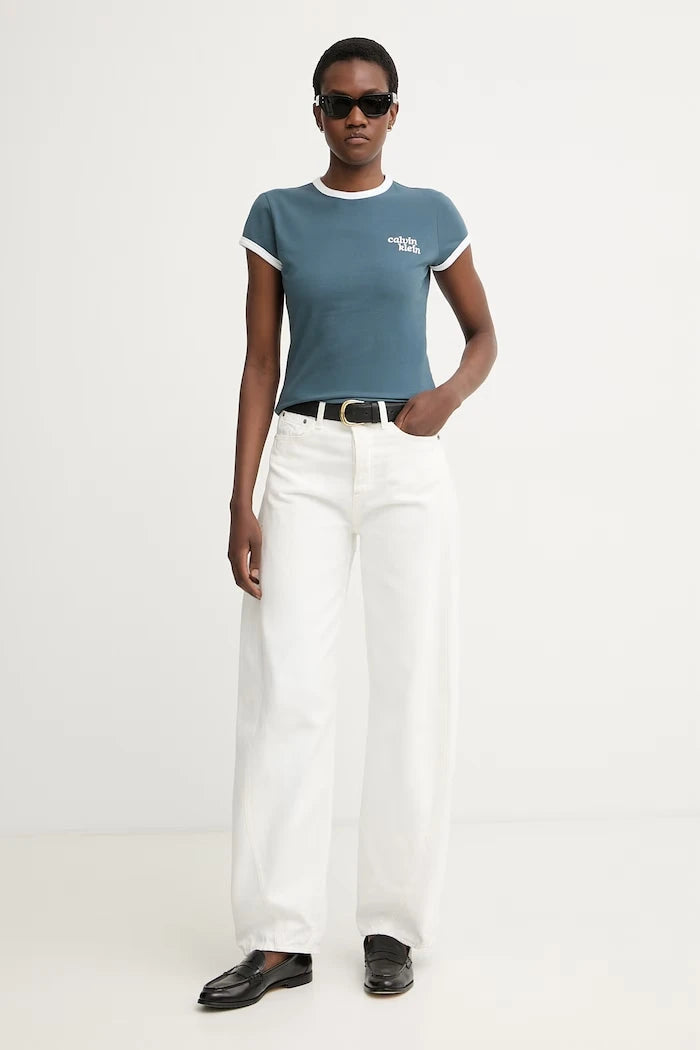 Calvin Klein Jeans pamuk ve elastanlı kadın tişört
