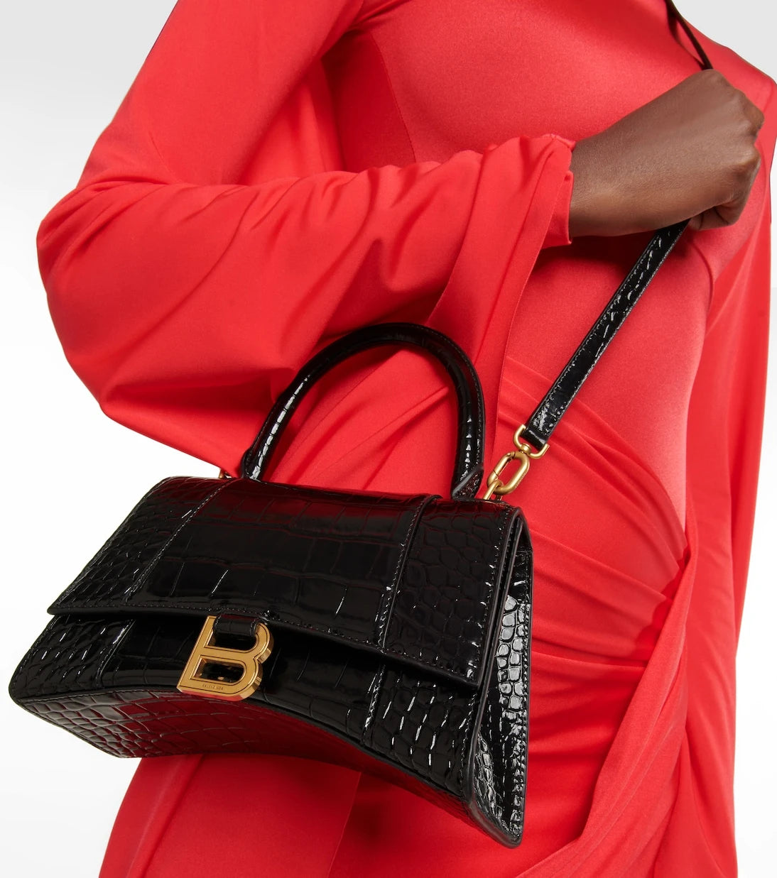 Balenciaga - Hourglass Small croc-effect leather crossbody bag