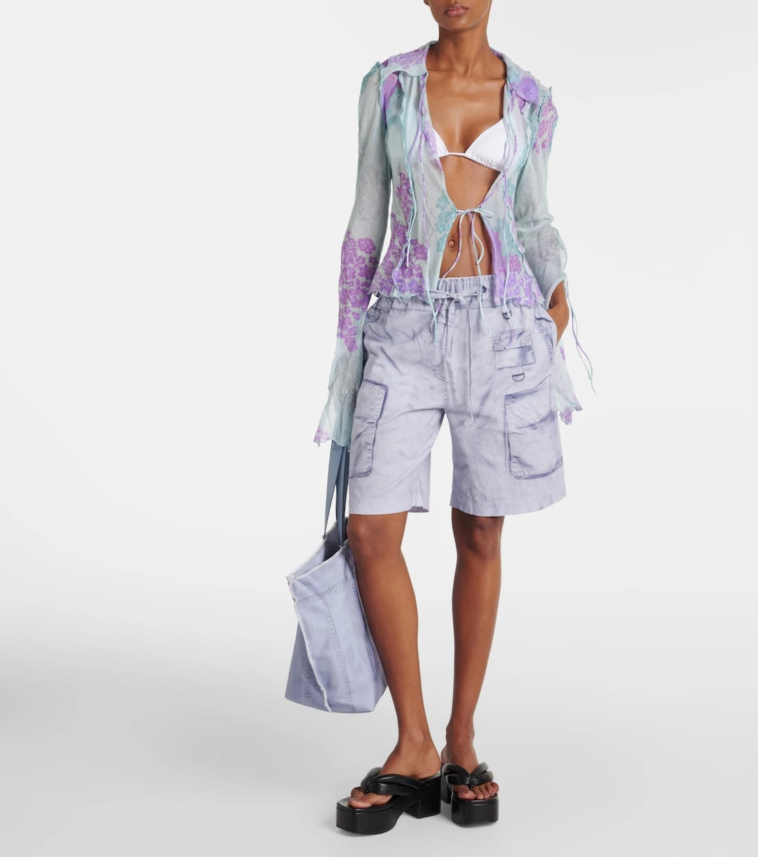 Acne Studios - Trompe l'œil linen and cotton Bermuda shorts