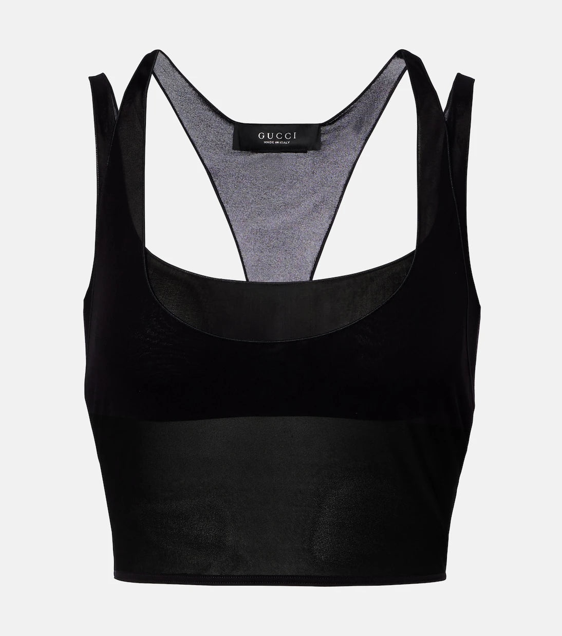 Gucci - Layered semi-sheer crêpe jersey top