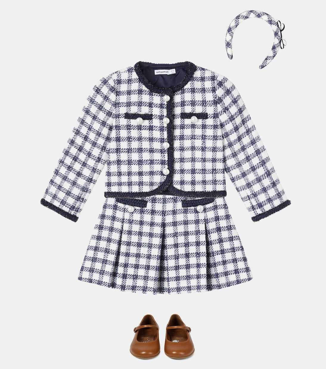 Self-Portrait Kids - Checked bouclé jacket