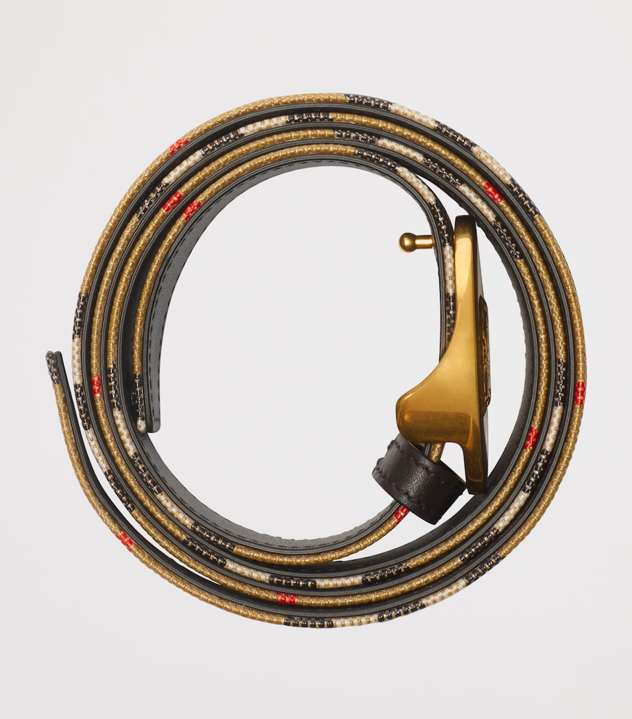 Burberry Gold Leather EKD Stamp Reversible Belt