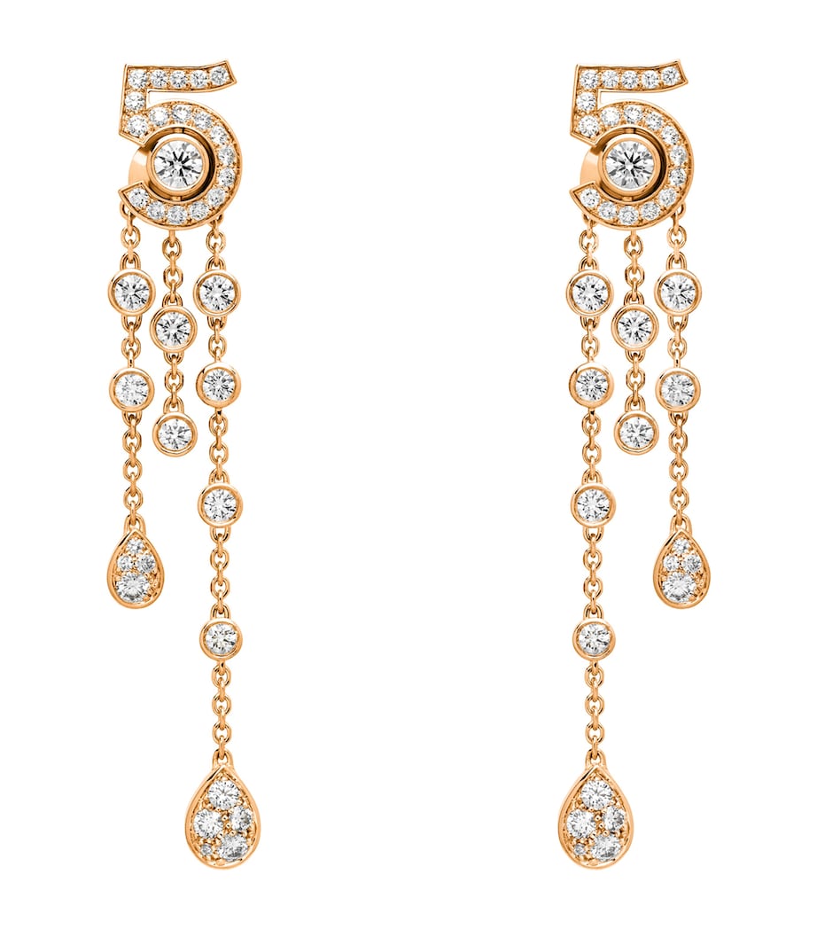 CHANEL Beige Gold and Diamond Eternal N°5 Transformable Earrings