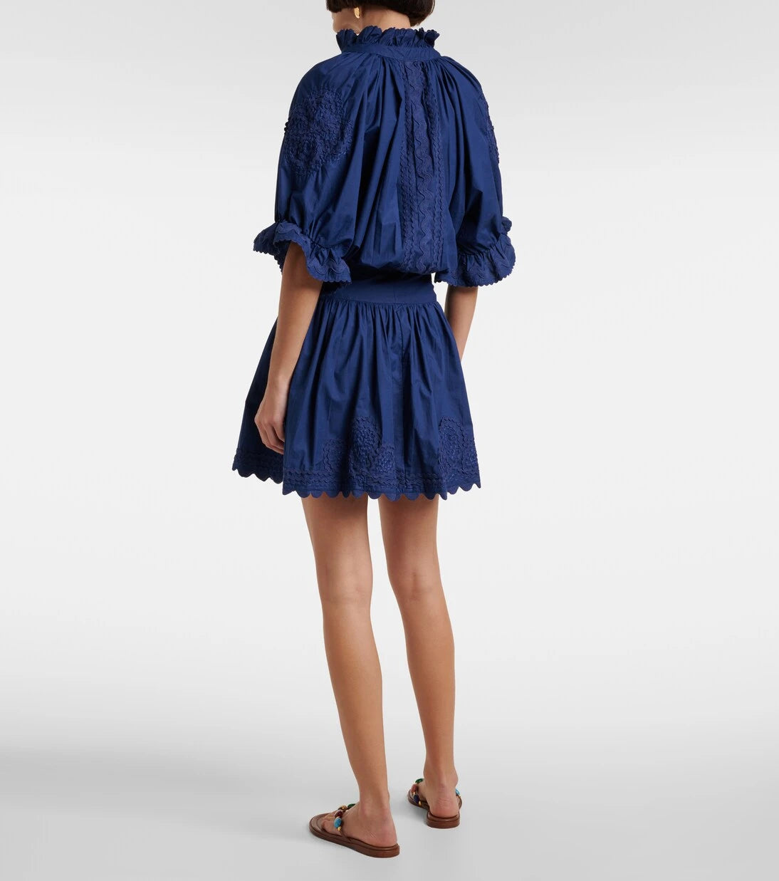 Juliet Dunn - Embroidered cotton poplin minidress
