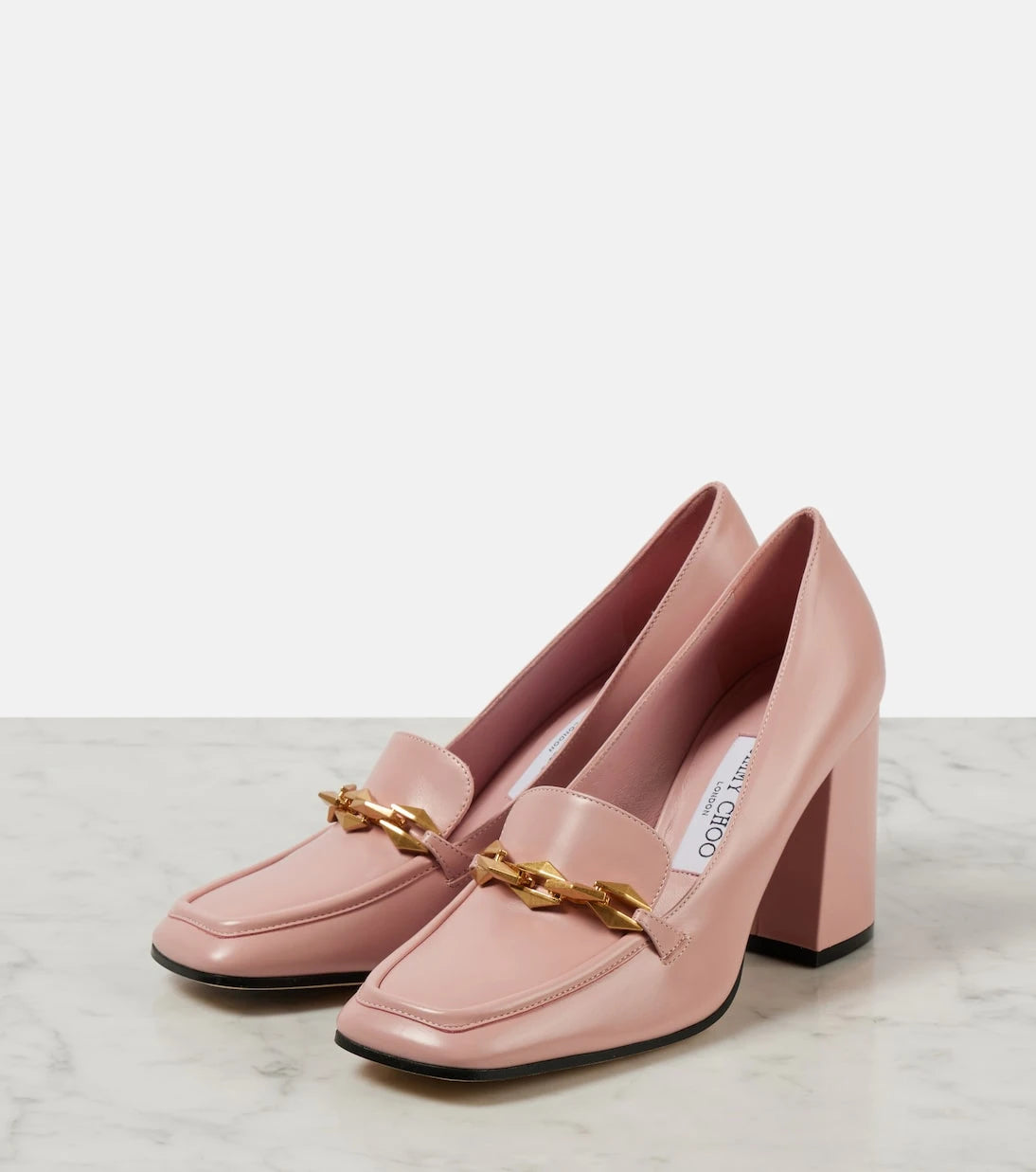 Jimmy Choo - Diamond Tilda 85 deri loafer topuklu ayakkabı
