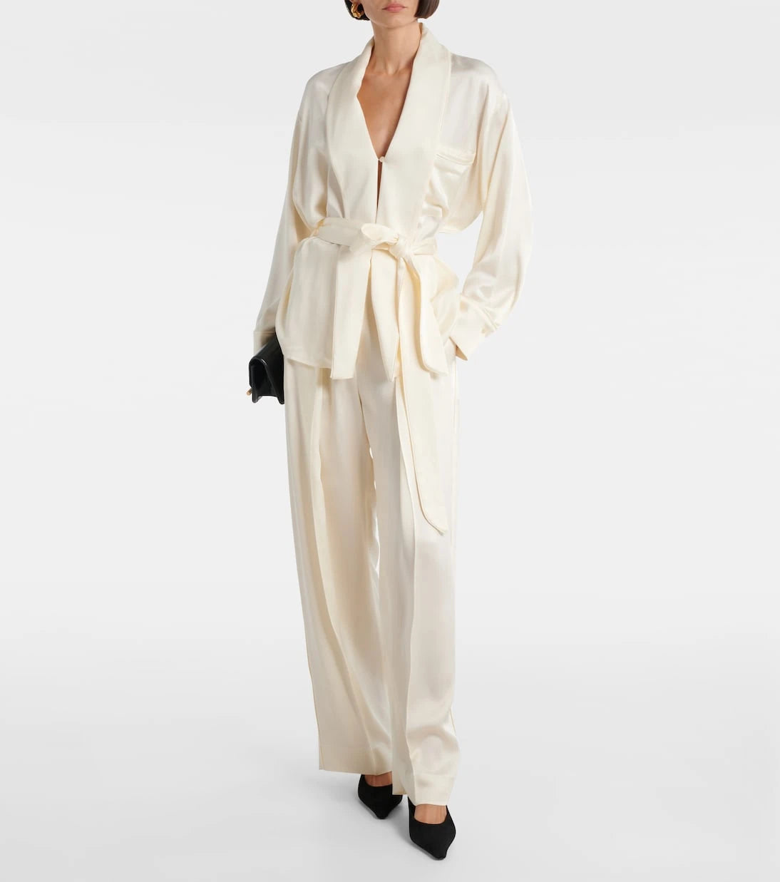 Victoria Beckham - Belted satin wrap top