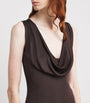 Roland Mouret Brown Knitted Draped Maxi Dress