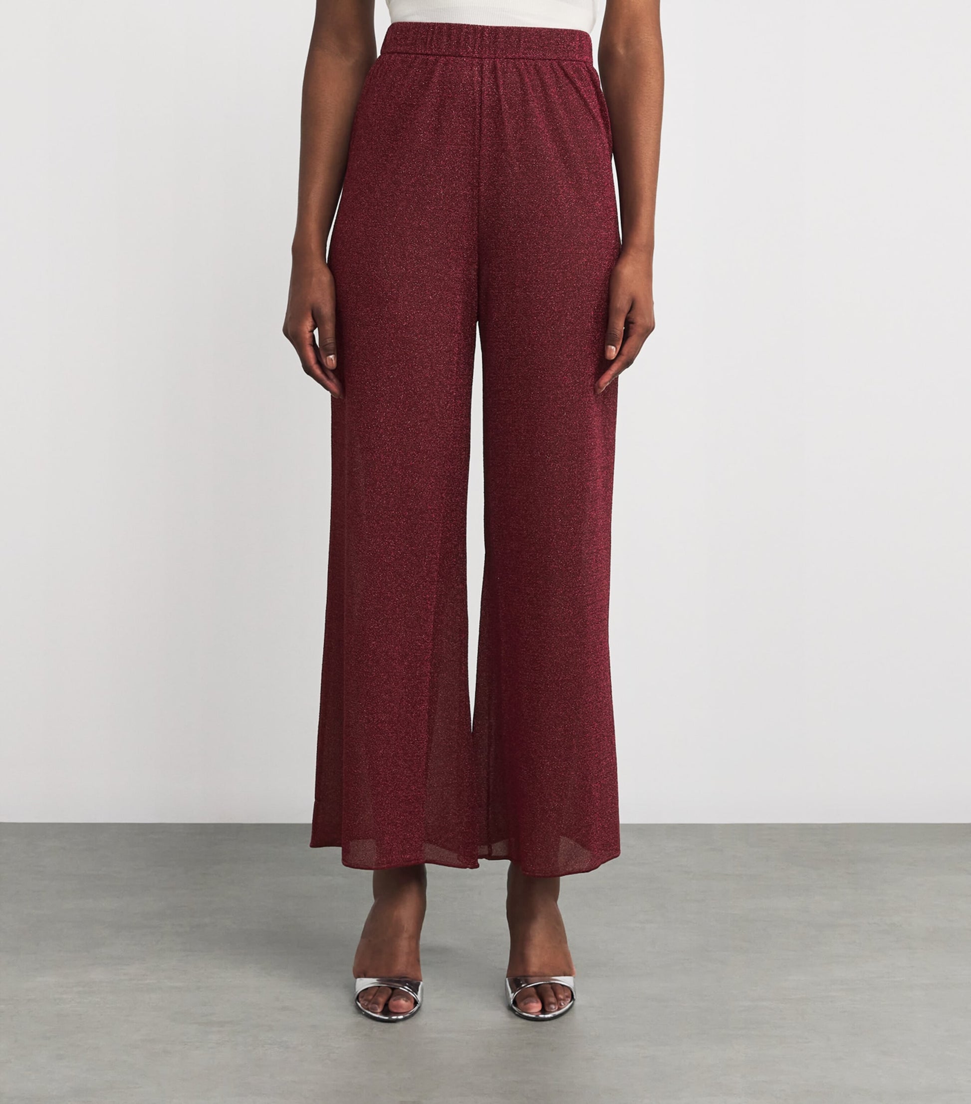 Oséree Burgundy Metallic Lumiere Trousers