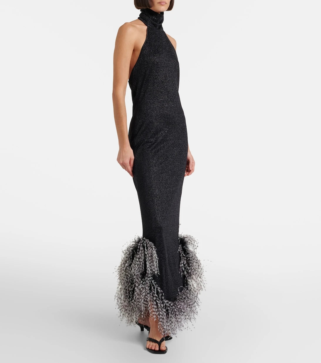 Oséree - Lumière Plumage halterneck maxi dress