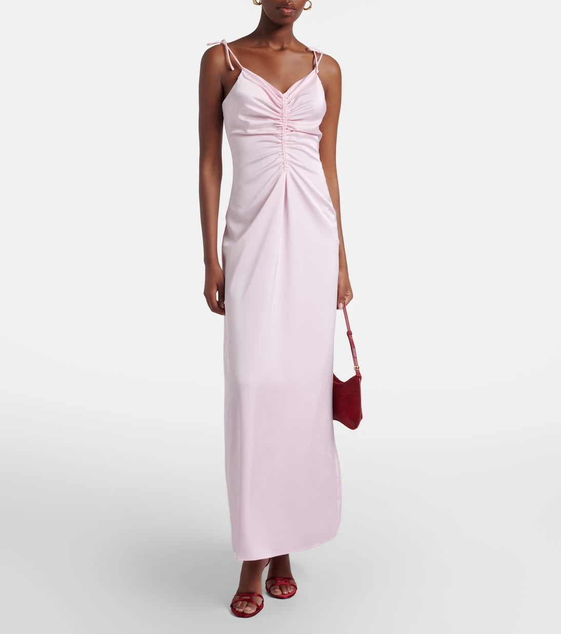 Rotate - Ruched satin maxi dress