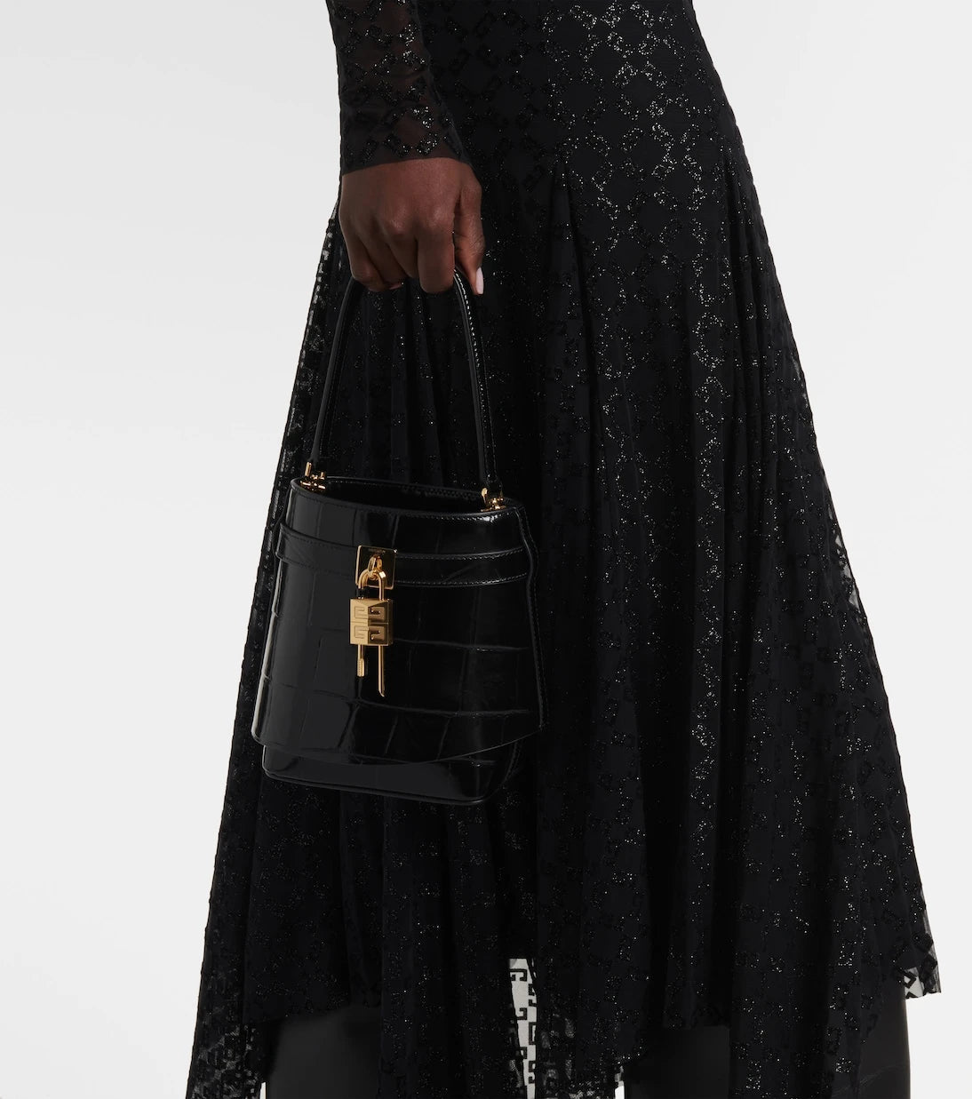 Givenchy - Shark Lock Orta boy deri kova çanta