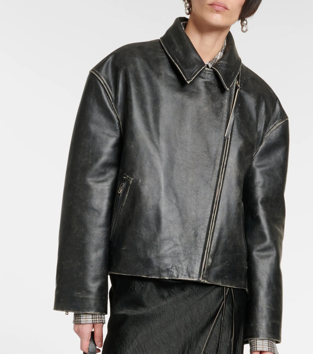 Acne Studios - Distressed leather biker jacket