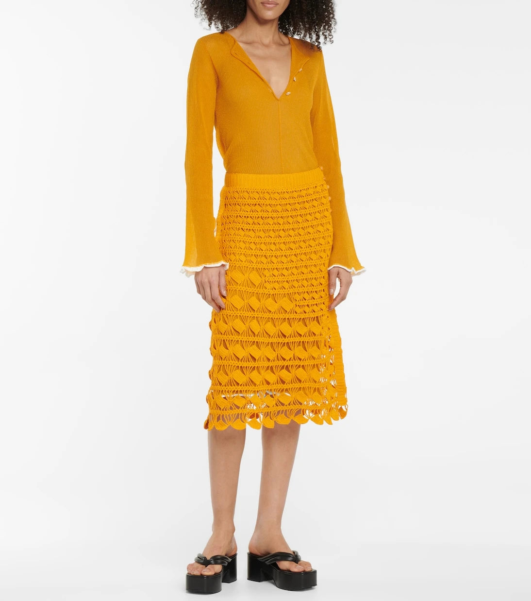 Acne Studios - Crochet cotton midi skirt