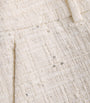 Eleventy White Tweed Sequinned Shorts