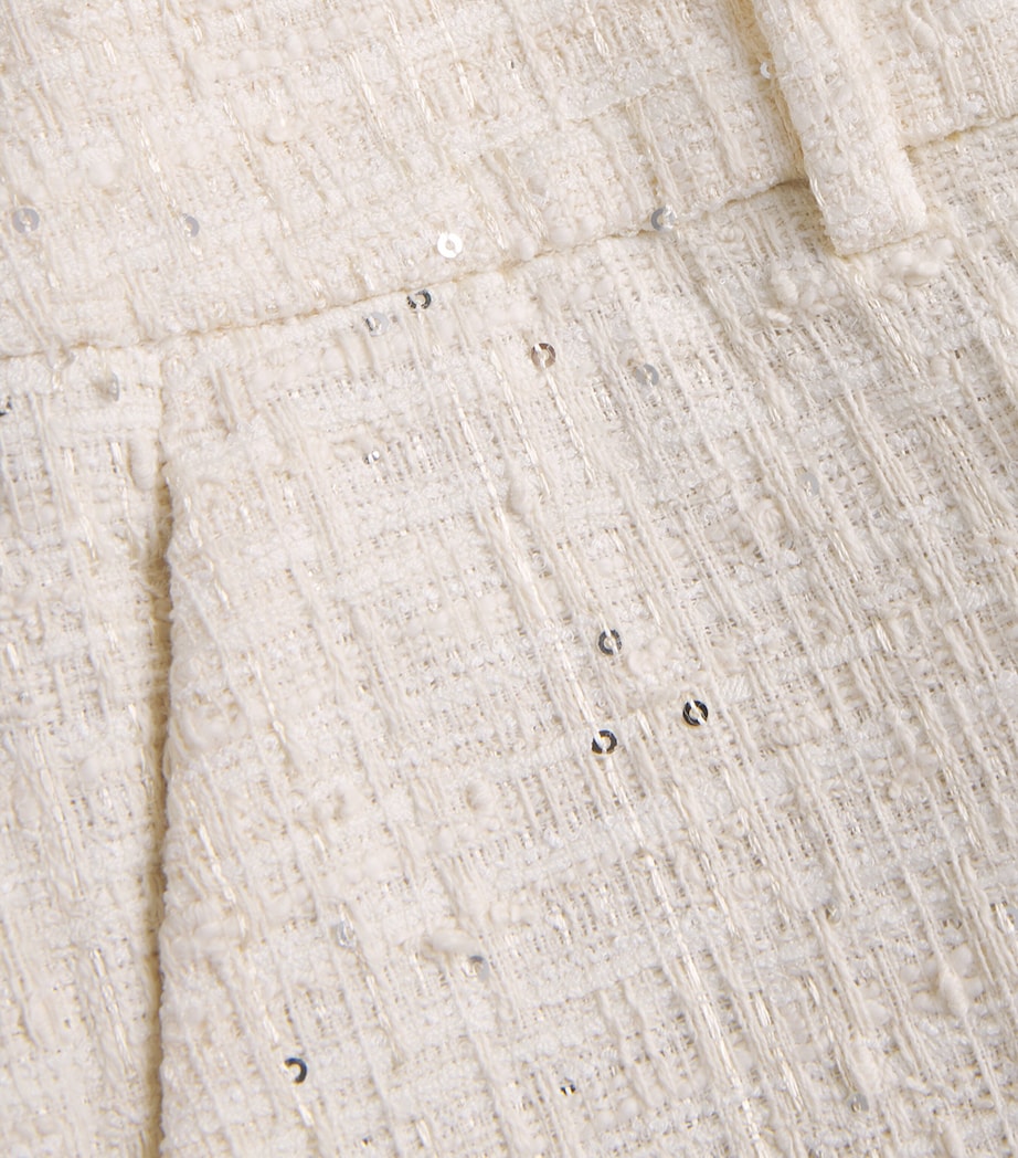 Eleventy White Tweed Sequinned Shorts