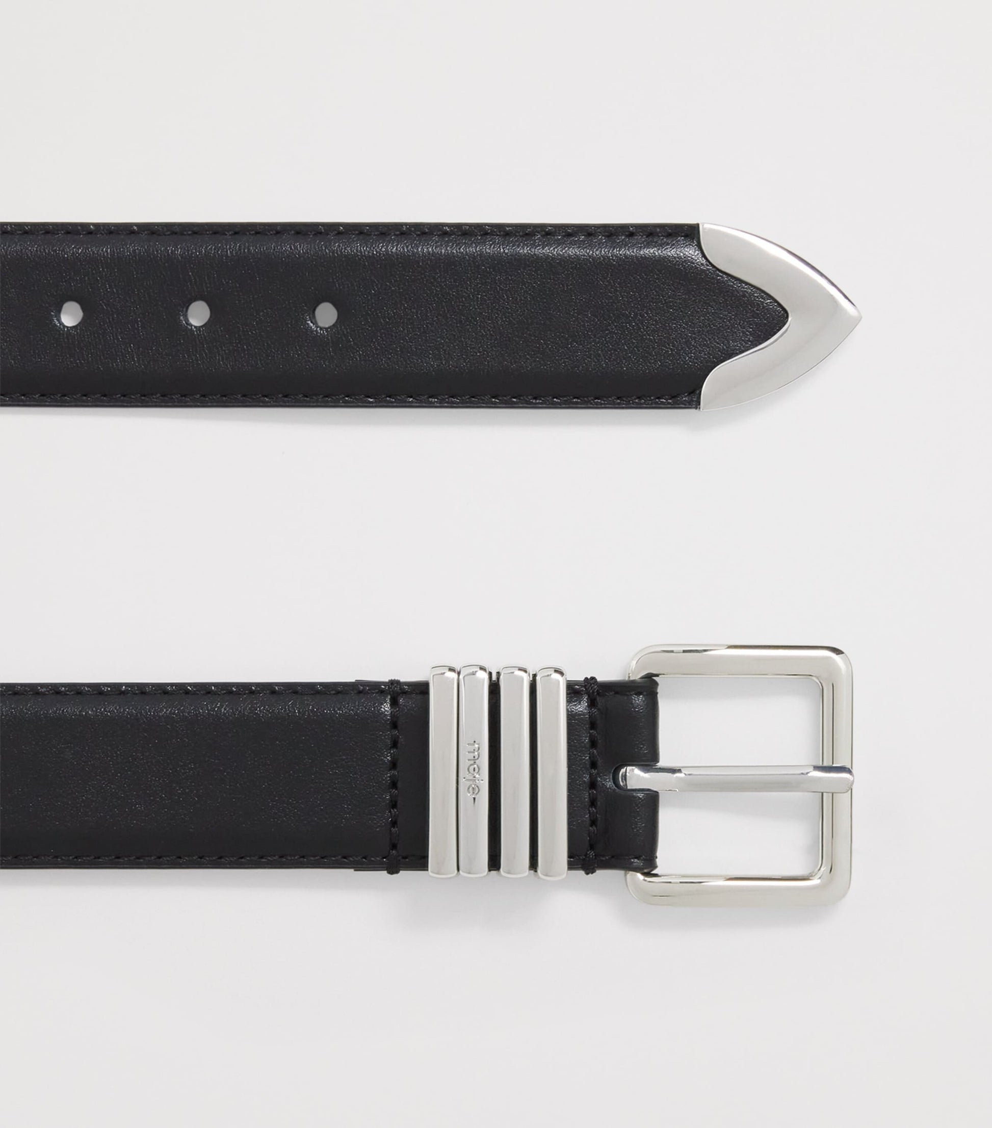 Maje Black Leather Multi-Ring Belt