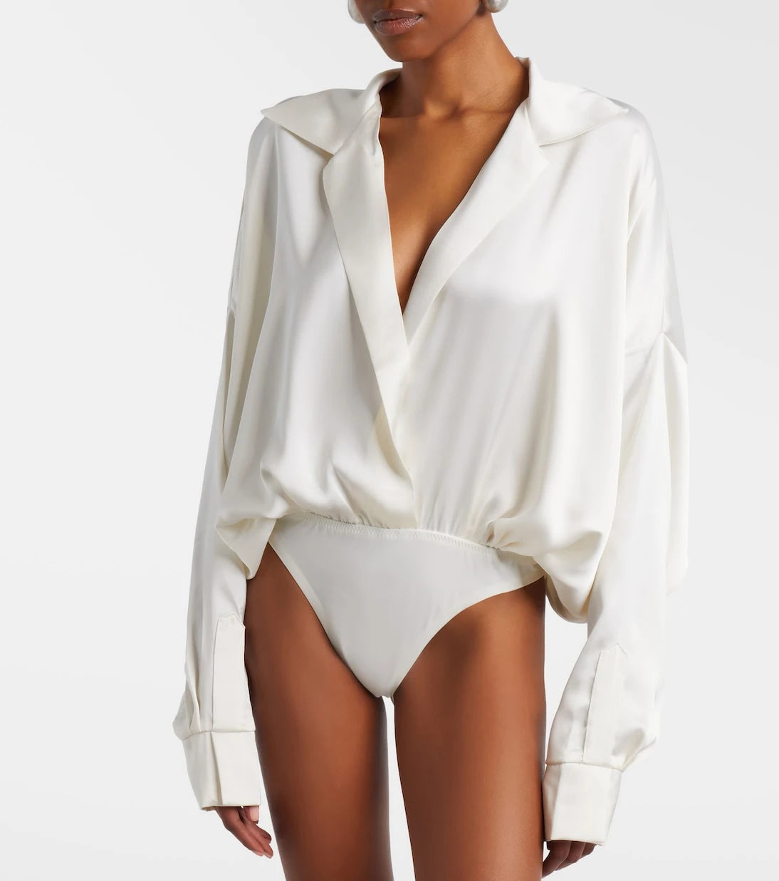 Norma Kamali - Oversized satin bodysuit